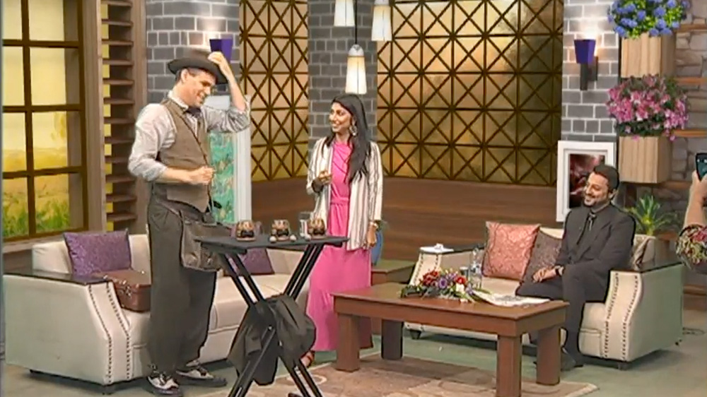 Charlie Caper appearing on the World This Morning show on PTV